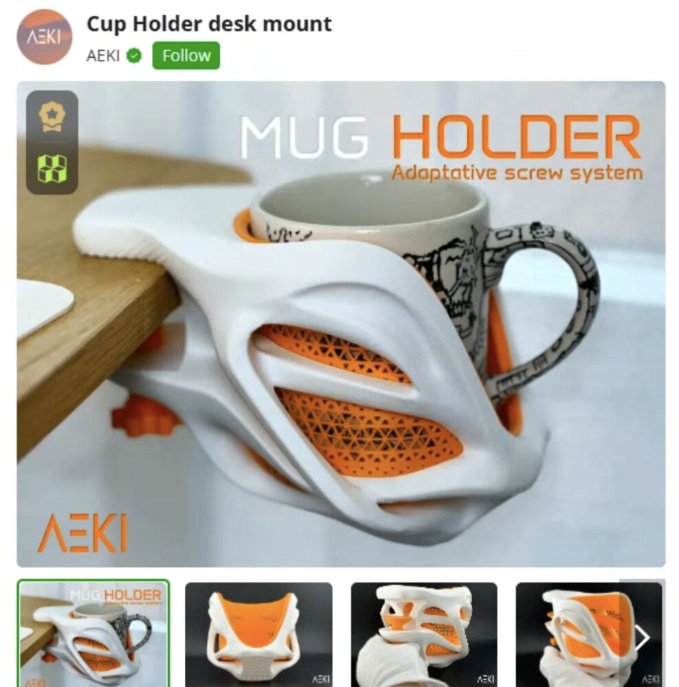 Mug Holder Desk Mount — custom 3D printed premium gadgets gift