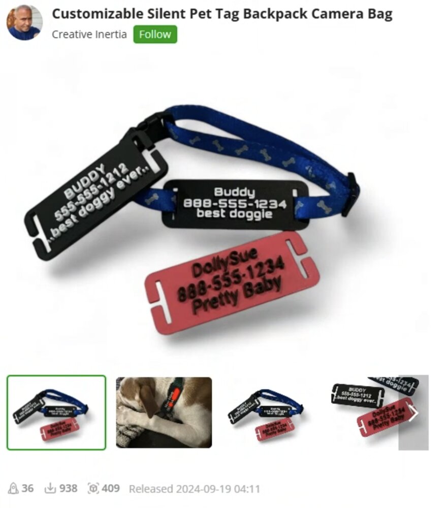 Personalized Pet ID Tag — custom 3D printed pet parents gift