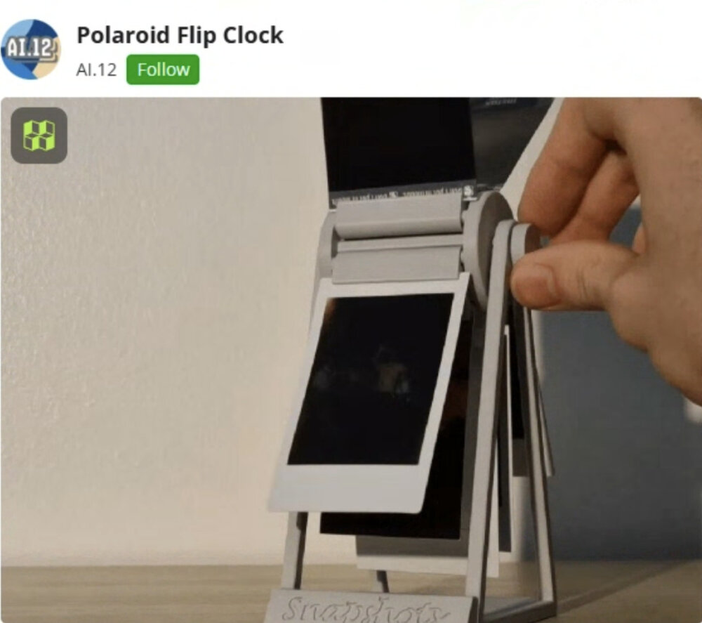 Polaroid Flip Clock — custom 3D printed photographers gift